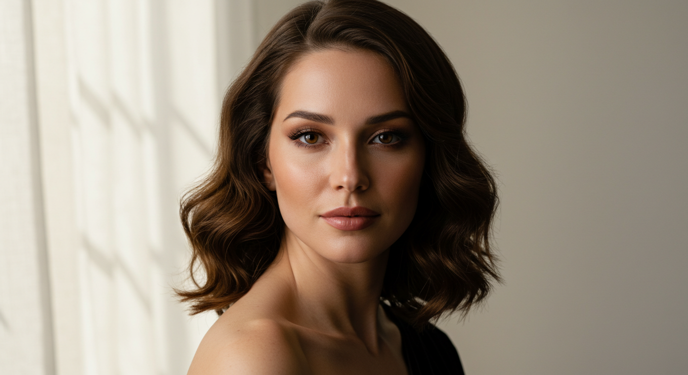 A portrait of a woman with curly hair looking directly at the camera.