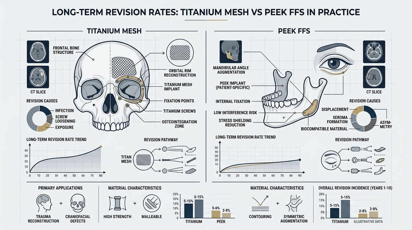 مقارنة بين شبكة التيتانيوم وهيكل وتدفق عملية PEEK FFS 2026