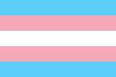 Trans-Pride-Flagge mit fünf horizontalen Streifen: Hellblau, Rosa, Weiß, Rosa und Hellblau.